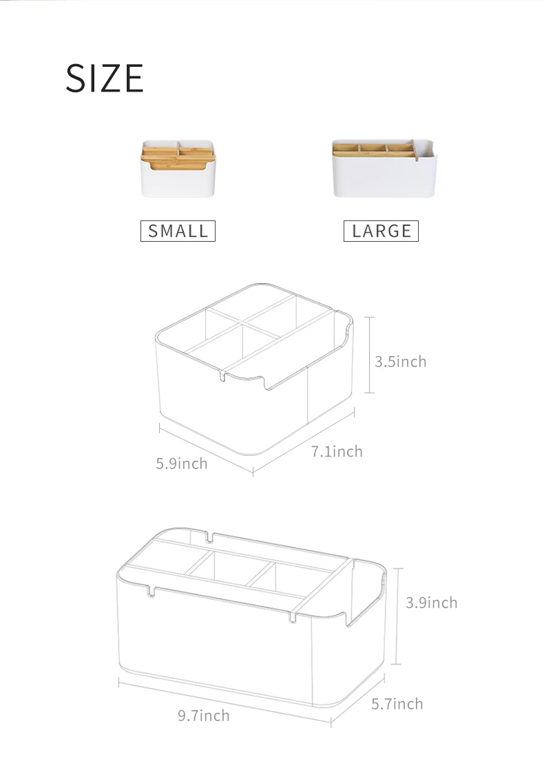 Organizador d maquillaje para escritorio de bamb ZEN'S, soporte para