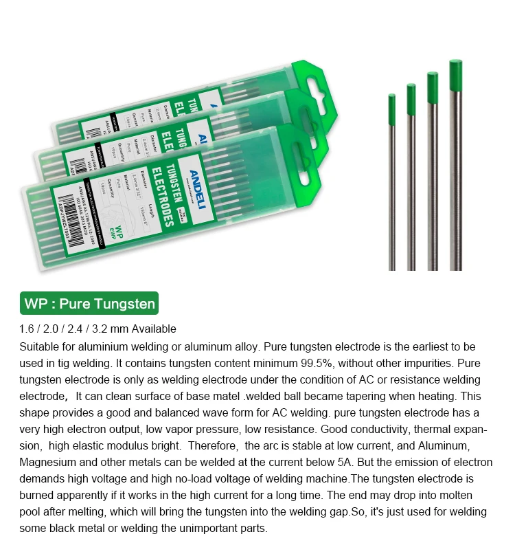 WL15 WZ8 WP WY20 WR20 para Máquina de Solda Tig