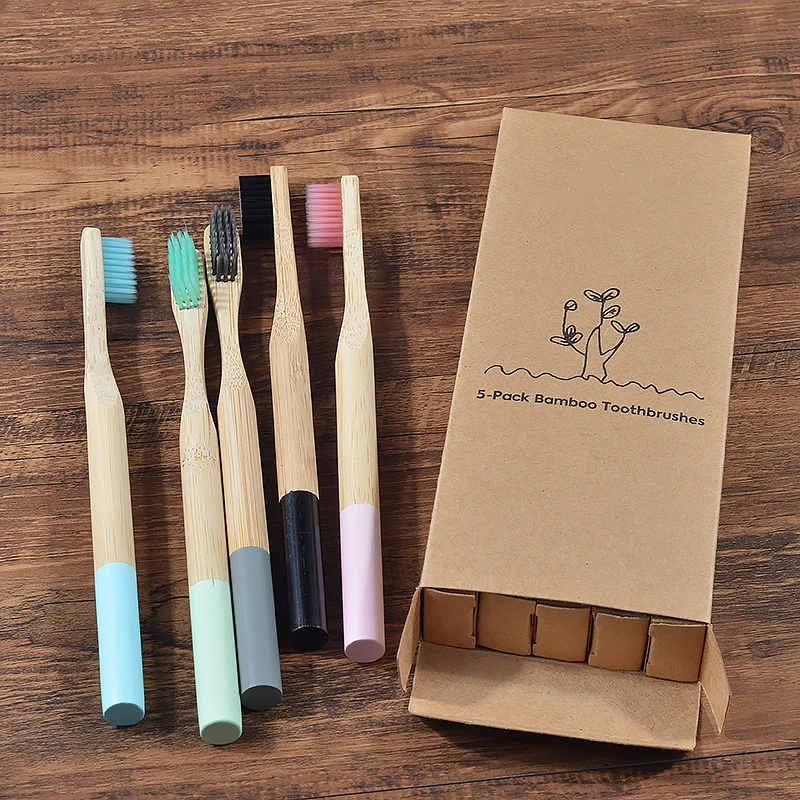 5 пачек, Bamboo Зубная щетка для взрослых, es, мягкая щетина, Экологически чистая, Cepillo Dientes Bambu, зубная щетка для ухода за полостью рта, Clareador De Dente V43