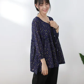 

Spring Summe Women Knit Cardigan Sweater O-neck Loose Ramie Casual Floral Print Sweater Female Thin Knitted Elegant Outerwear