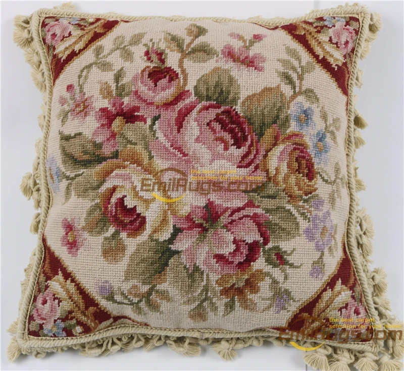 Needlepoint woolenen Decorative Couch Throw Interior Decoration Cushion Square woolen Aubussion Square Cushion Cover