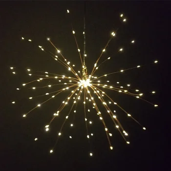 Firework Holiday Lights Hanging Starburst Copper Wire Starburst String Lamp 200 Leds DIY Fairy Christmas lighting With Remote