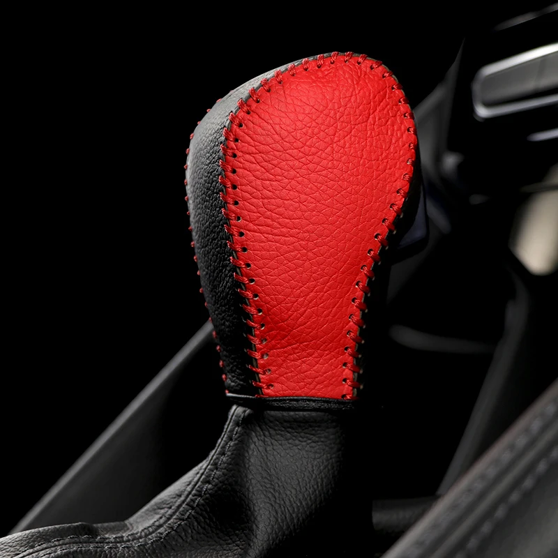 Lsrtw2017 Кожаный Автомобильный рычаг переключения передач для renault koleos samsung qm6 - Название цвета: black red compose