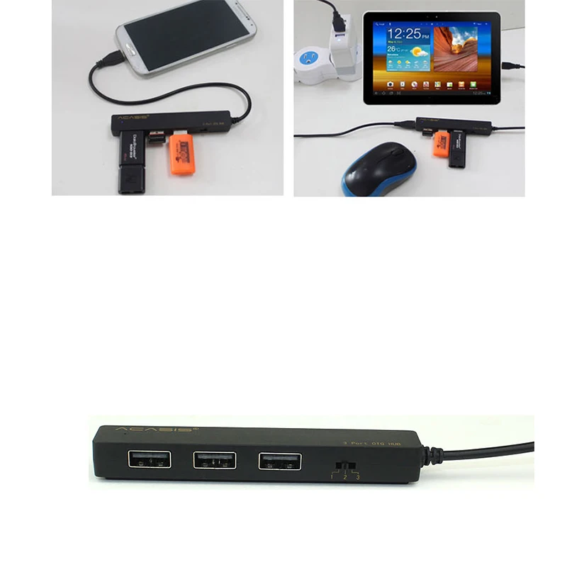 Acasis OTG Micro usb хаб с концентратором 2 0 3 порта USB многофункциональная зарядка