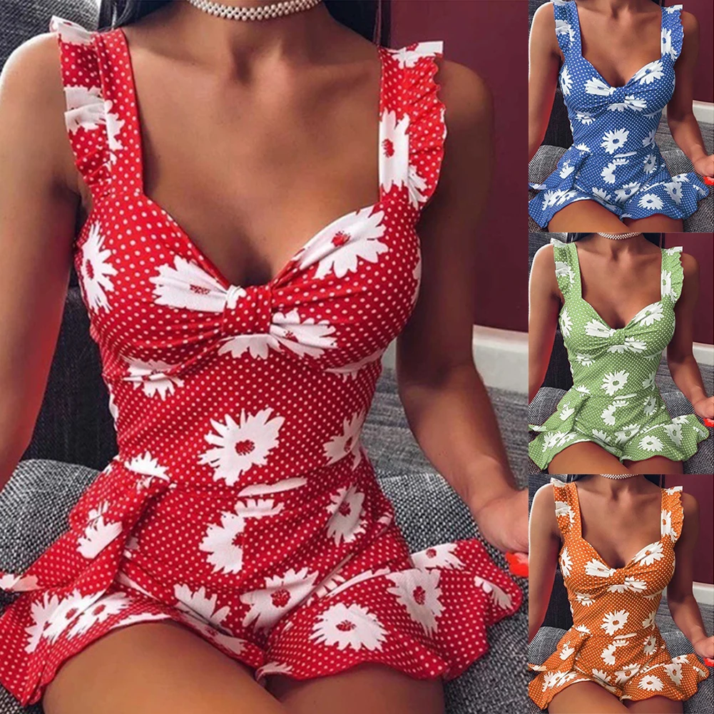 Vestidos 2020 платье с оборками летнее элегантное цветочным принтом мини на бретелях