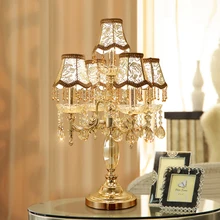 Modern 5 Arm Lampshade Table Lamps Room Decor Crystal Table Lamp for Bedroom Bedside Lamp Desk Lamp Home Decor Lighting Fixtures