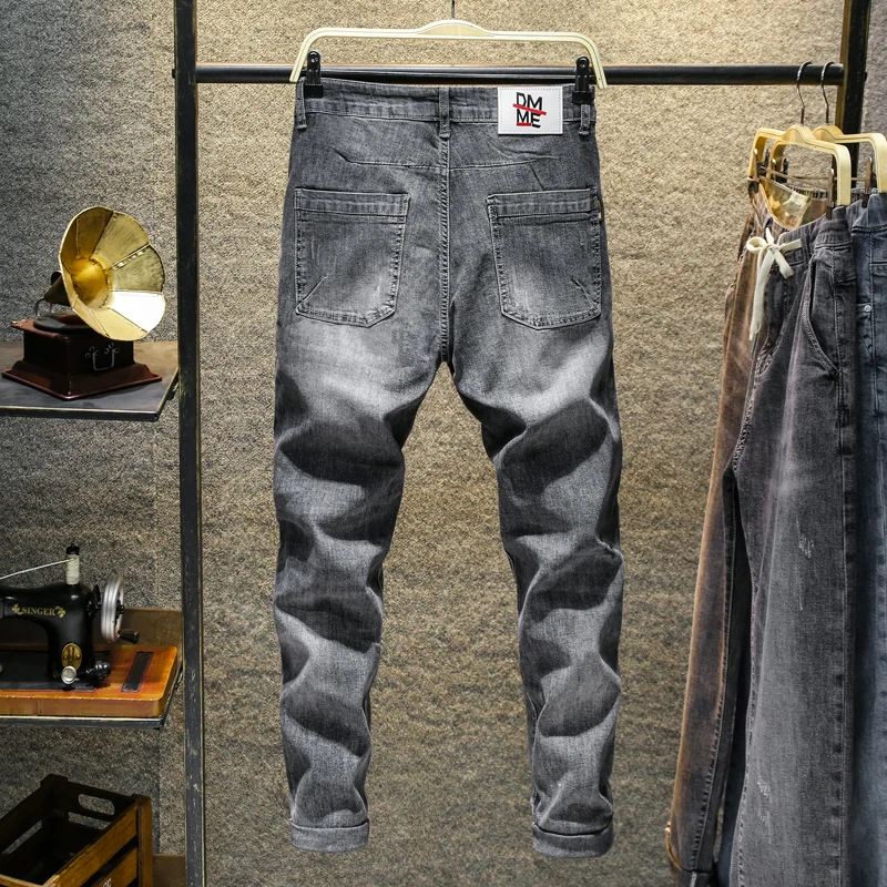 Popular Men Streetwear Brand Slim Fit Denim Pants For Male Hip Hop Stretch New Trousers pancil pants joker teenagers Ankle length trouse