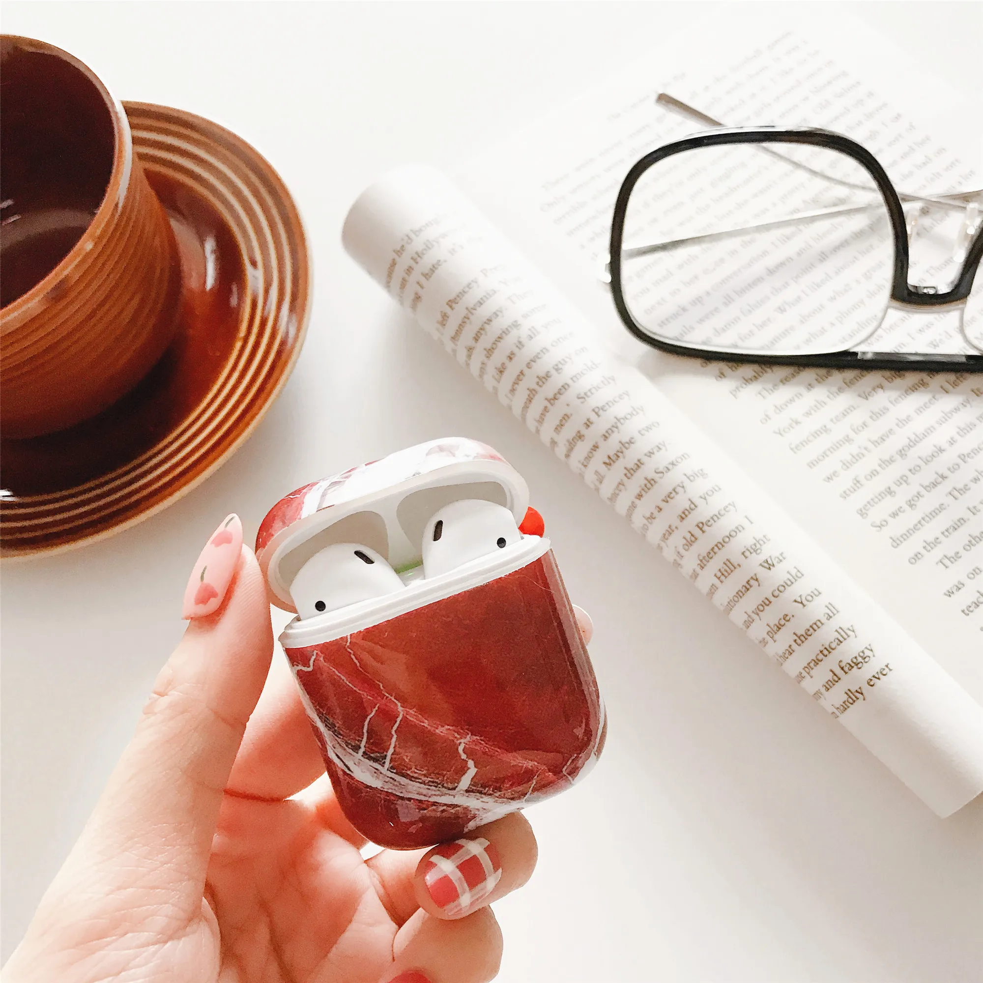 Роскошный милый чехол для наушников с мраморным принтом для Apple Airpods, силиконовый чехол, аксессуары для наушников bluetooth