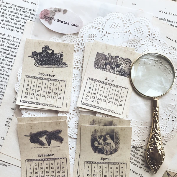 

24Pcs 2019 Vintage Calendar Sticker DIY Craft Scrapbooking Album Junk Journal Planner Decorative Stickers