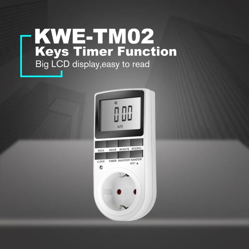 KWE-TM02, электронный цифровой таймер, вилка, кухонный таймер, розетка 230 В, 50 Гц, 7 дней, 12/24 часов, программируемая розетка синхронизации