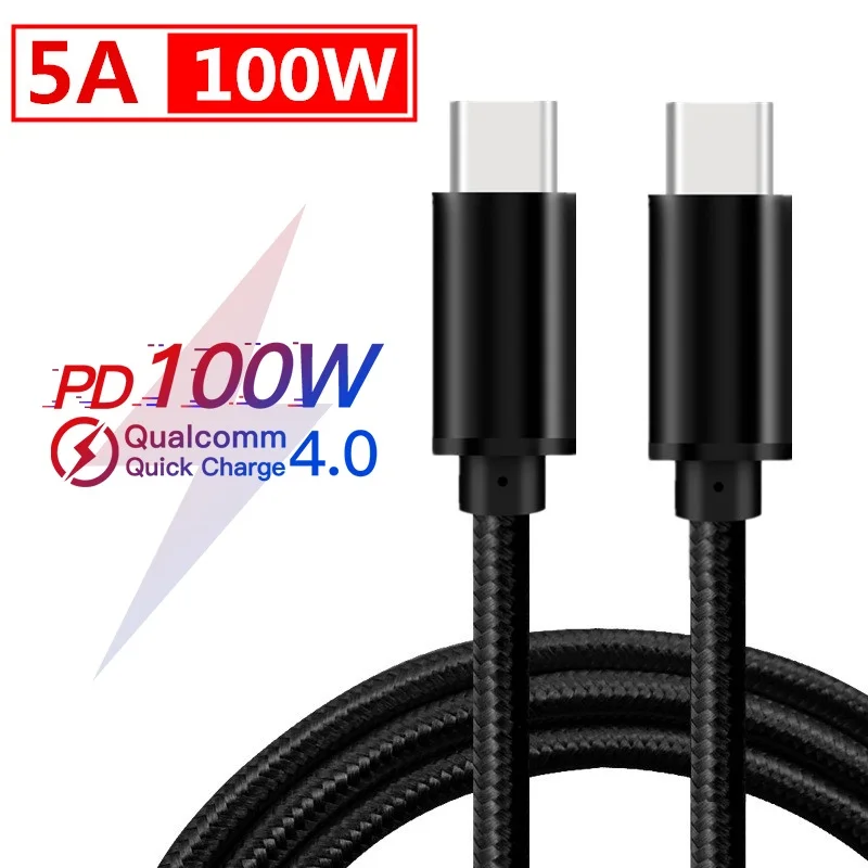 

PD 5A 100W Cable Type C USB C Phone QC 4.0 3.0 USB 3.1 Power Delivery cable for Macbook Pro Samsung note 10 Fast Charge