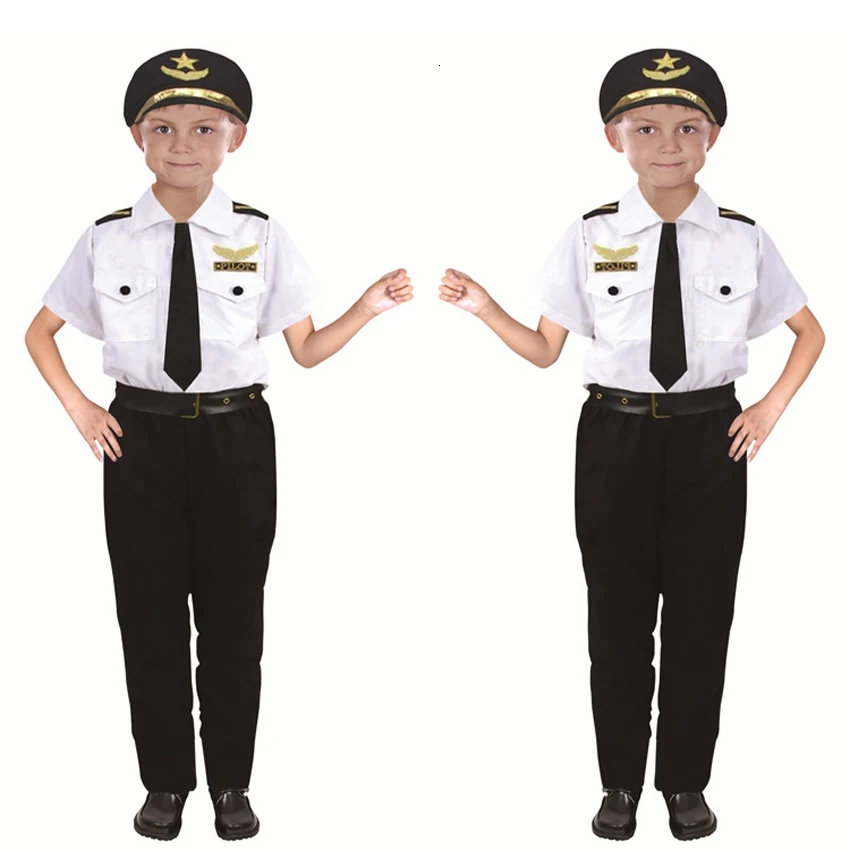 

Halloween Carnival Party Performance Kids Pilot Uniform Air Force Cosplay Costumes Luxury Fancy Role-play Clothing Set