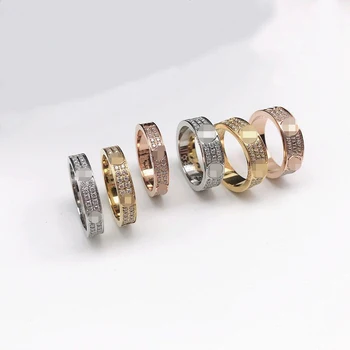 

High quality Titanium steel Inlay zircon ring Carter Classic design love Wedding Bands Party women's couples Fashion jewelry