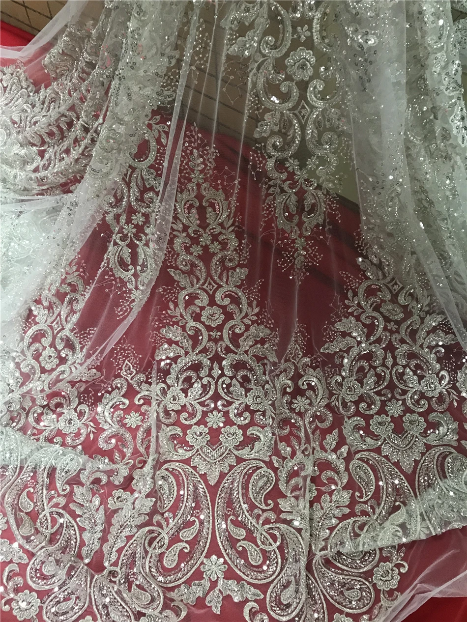 

Luxury Bead ZH-428884 Embroidery Tulle Lace French Mesh Lace Fabirc Wedding Dress Evening Dress Fabric Nigeria Lace Newest