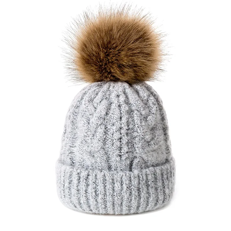 New Women's Hat For Women Winter Warm Knit Solid Color Wool Cap Warm Women's Skullies Beanies Hat Knitted Hats Casual Cap - Цвет: d