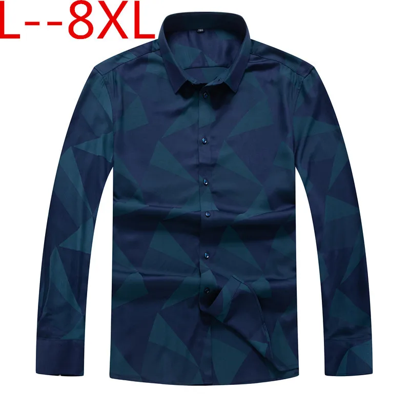 Рубашка мужская с принтом хлопок 10XL 8XL 6XL 5XL весна-осень | Мужская одежда