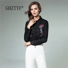 Fashion Womens Blouses 2020 Flower Embroidery Turn Down Collar Tops Office Blusas Female Blouse Dames Leisure Shirt Clothing