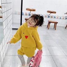 Зимний Детский костюм, шерстяной свитер с длинными рукавами и рисунком для маленьких мальчиков и девочек, топ+ штаны-обманка, комплект из двух предметов