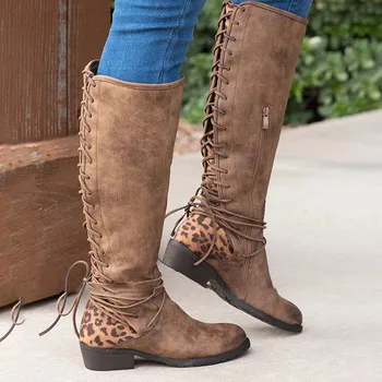 

2020 Fashion Women Boots Winter Knee-Highs Heels Quality Leather Long Comfort Square Botines Mujer Thigh High Boots