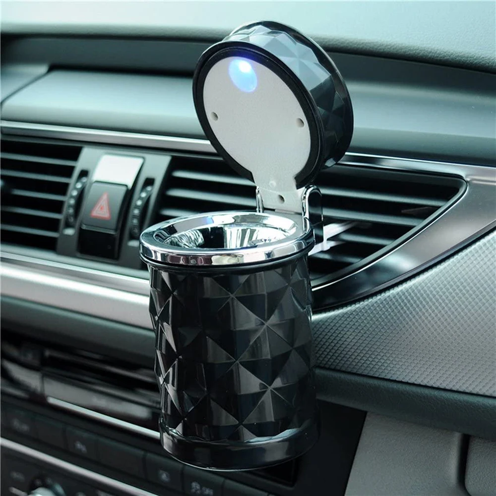 

Auto Car Ashtray Portable with Blue LED Light Lighter Ashtray Smokeless Smoking Stand Cylinder Cup Holder