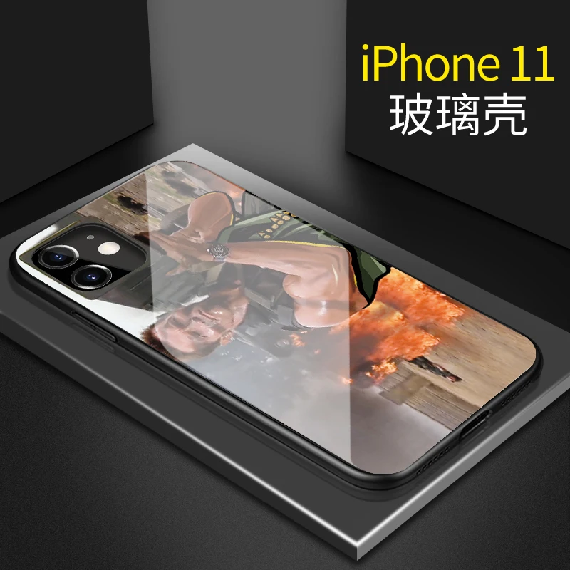 Creative Design Case for Iphone 11 11Pro 11 Pro Max Tempered Glass Back Cover +TPU Soft Silicone Rubber Bumper