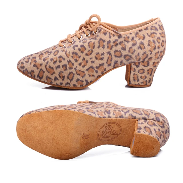bd dance shoes T1-B Female Betty Latin dance shoes two point soft bottom Oxford cloth modern dance practice shoes T1 T1 Leopard Print
