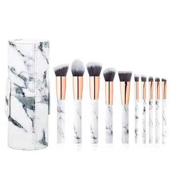 

10pcs in 1 Set Portable Cosmetic Brushes Makeup Brushes Set Marble Pattern Makeup Tools Set with Storage Case