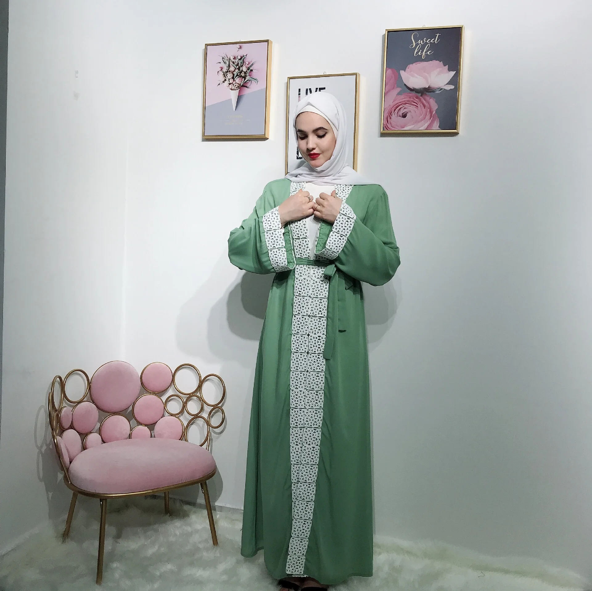 LR37Islam мусульманская одежда платье кардиган-кимоно восточный женский халат Турция Дубай Катара Femme
