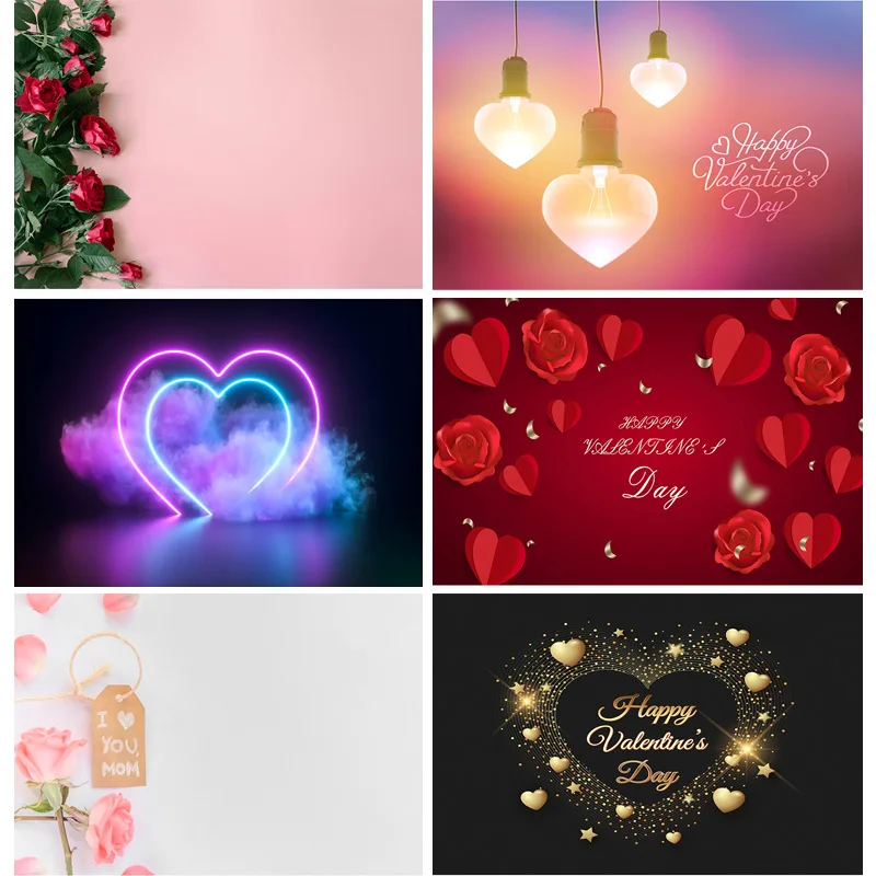

Photorealistic Fabric DreamValentine Day Photography Backdrops Love Heart Rose Flower Photo Studio Props Background QRJJ-02