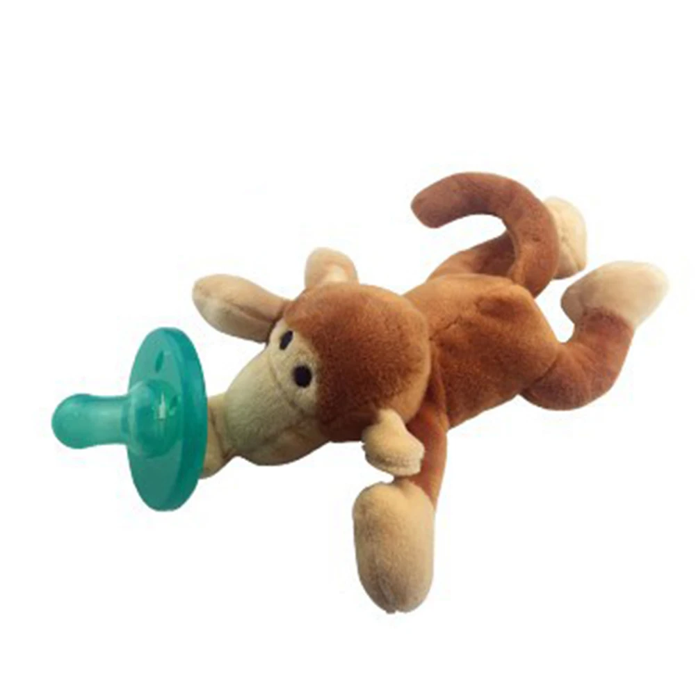 Newborn Baby Pacifier Infant Silicone Pacifier with Cartoon Animal Plush Doll Baby Toy