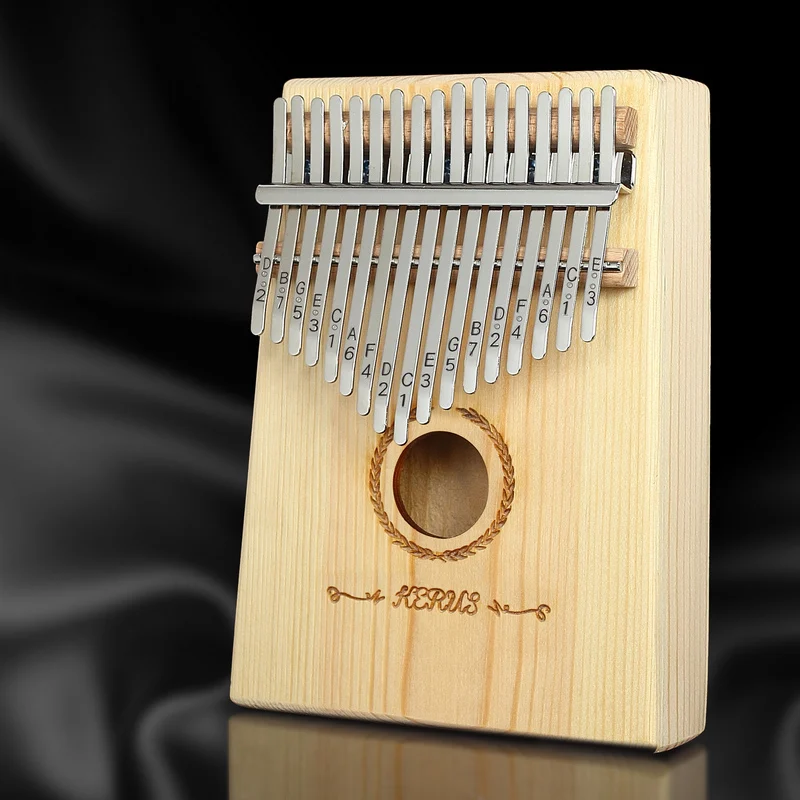 Kerus 17 teclas Kalimba africano sólido caoba dedo pulgar Piano Sanza de madera maciza Kalimba mbra pulgar - Цвет: Wheat spike