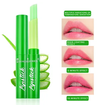 

1Pcs Pure Natural Aloe Vera Natural Moisturizer Lipstick Temperature Changed Color Lipbalm Magic Pink Protector Lips Cosmetics