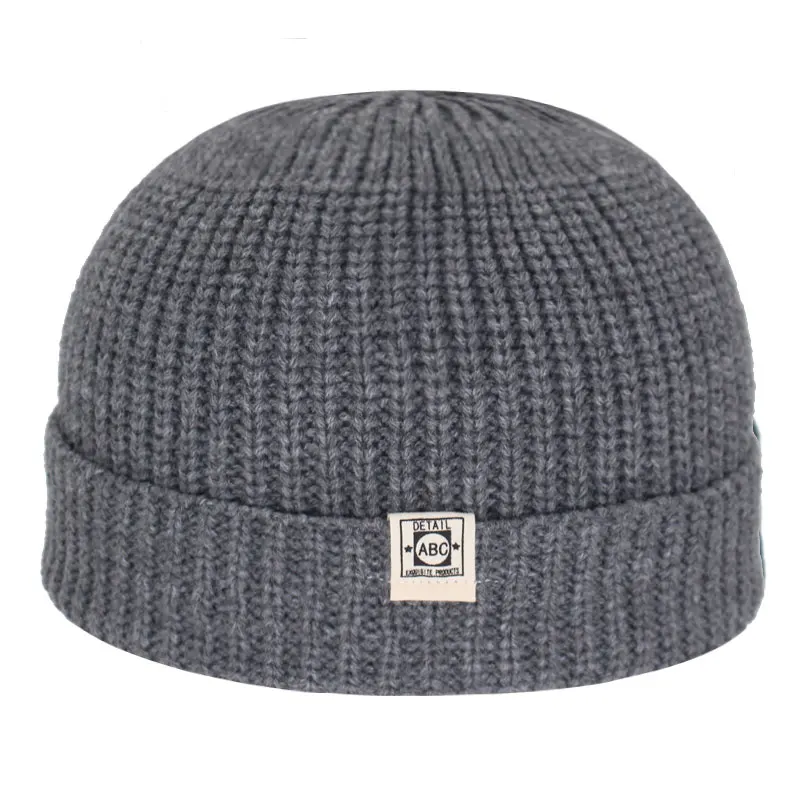 gray Короткие Зимние шапки для мужчин Skullies Beanies Мужская Зимняя Шапка-бини женская шапка s Miki Docker Skull cap Bonnet женская вязаная шапка - Цвет: gray
