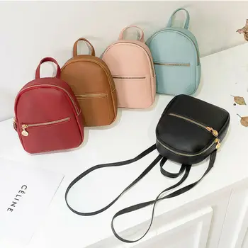 

Ladies Girls Travel Bag PU Leather Shoulder School Rucksack Women Mini Backpack Fashion Bag