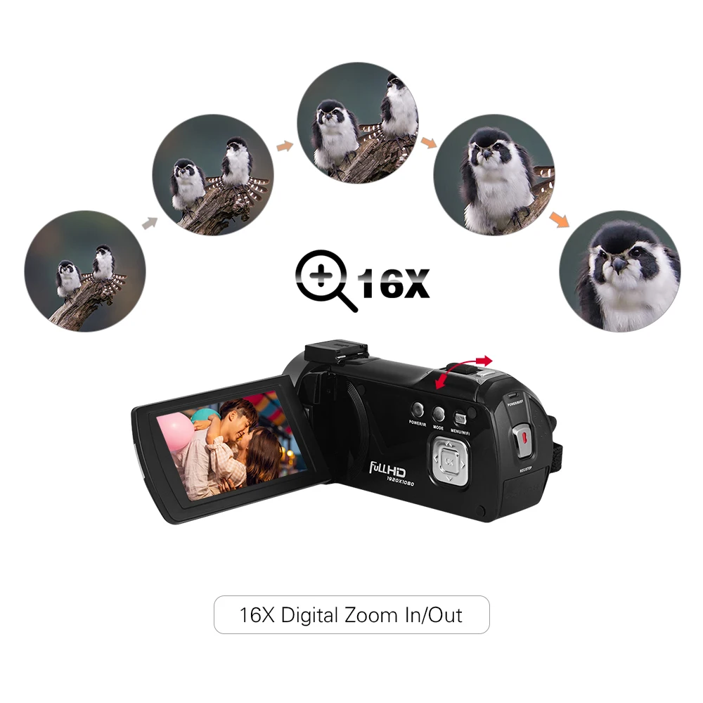 Multi-functional 1080P FHD Digital Video Camera Camcorder DV Recorder 24MP Support IR Night Vision WiFi for Home Travel Use