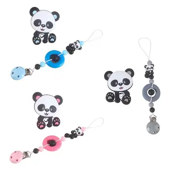 

2Pcs Baby Pacifier Chain Cartoon Bear Teether Set Nipple Clip Holder Molar Toys F3ME