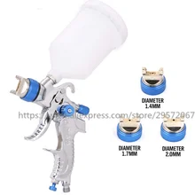 HVLP гравитационная подача, распылитель, набор, 1,4 мм, 1,7 мм, 2,0 мм, стальная насадка, краскопульт, Профессиональный Аэрограф, распылитель, пистолет для окрашивания автомобилей