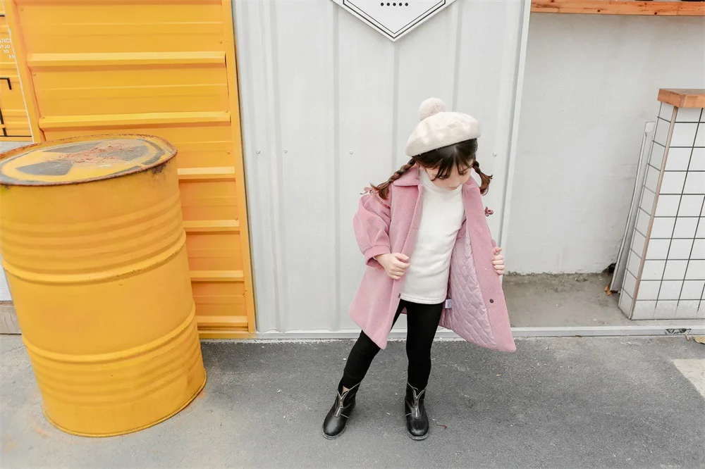 Girl'S Coat Children Woolen Jacket Children Mid-length Coat Women's