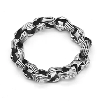 

Nordic Viking Punk Rock Biker Bracelets Stainless Steel Men Bracelet Male Personality Bracelets Bangles 15MM Wide Hand Jewelry