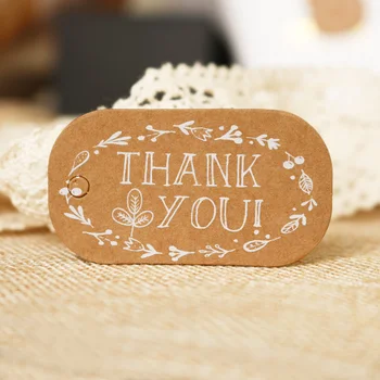 

50pcs Thank you Kraft Paper Tags Party Wedding Gift Box Packing Bags DIY Gift Tags Handmade Hang Tags Labels Hemp Strings