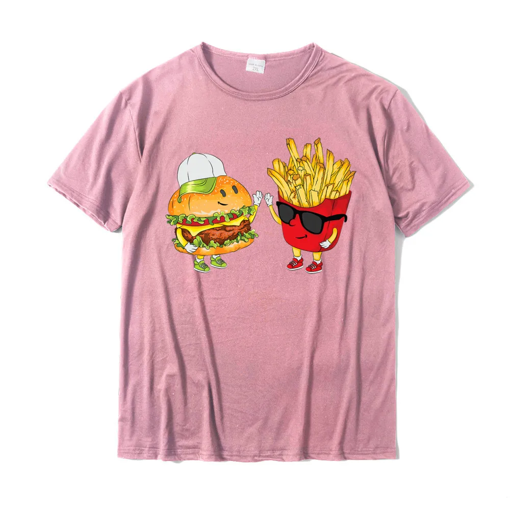 3D Printed Men's 2021 New Casual Tops & Tees Round Neck Thanksgiving Day Pure Cotton T-Shirt Design Short Sleeve T-Shirt Hamburger Fries High Five Cool Fun Combo Snacks Funny Gift Premium T-Shirt__19331 pink