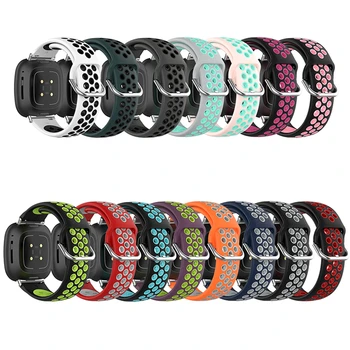 

Replacement Soft Silicone Watch Strap Double Color Wrist Watch Band with Metal Buckle for Fitbit Versa 3/for Fitbit Sense