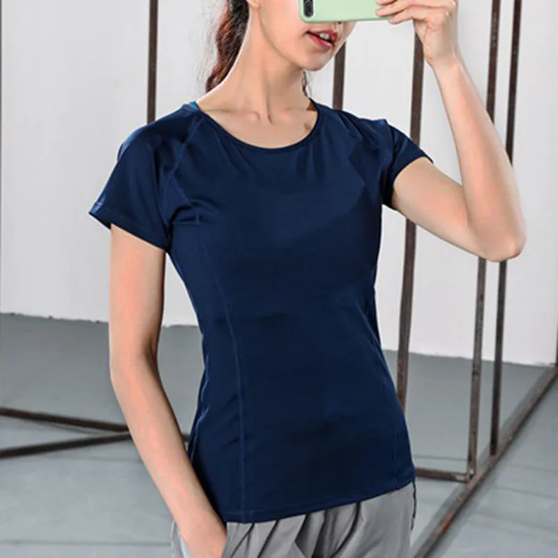 Quick Dry Short Sleeve Sports T-Shirt Gym Clothes Yoga Shirt Workout Tops For Women Fitness