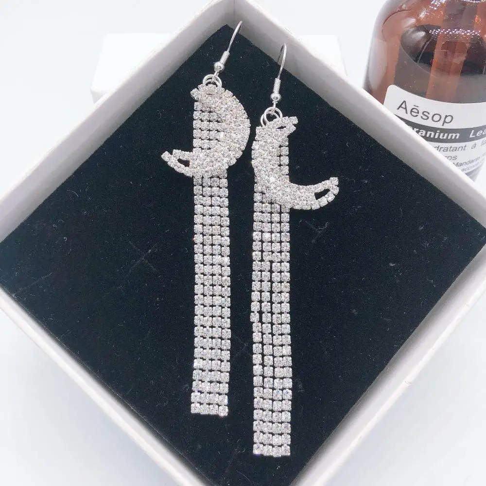 New popular fashion Rhinestone Earrings moon ear hook earrings bridal wedding accessories | Украшения и аксессуары