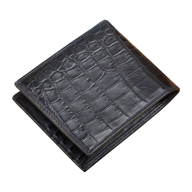 

Simple Designer Genuine Crocodile Belly Skin Men Short Bifold Wallet Card Holders Real Alligator Leather Male Small Clutch Purse