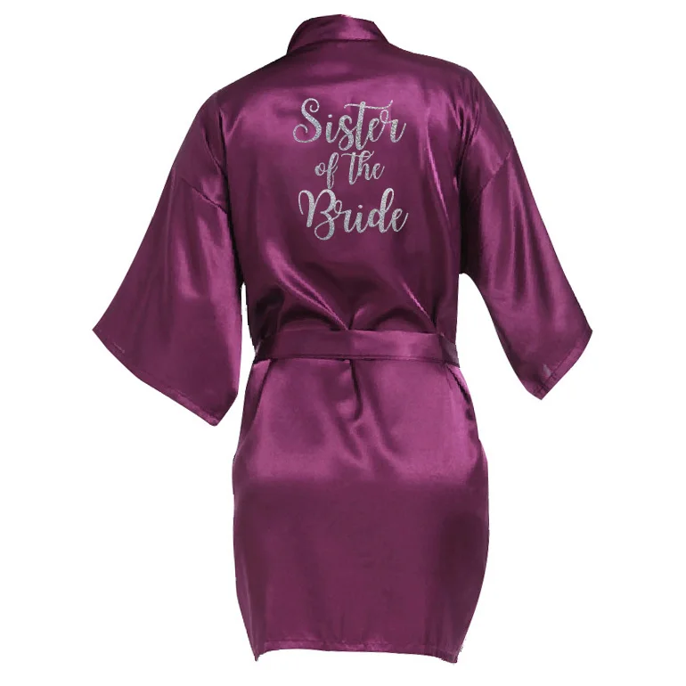 sister of the bride Блестящий серебристый/Золотой принт, свадебные халаты, халат для женщин, для сестры невесты/жениха, пижамы, одежда для почитания, подарки - Цвет: sister of the bride