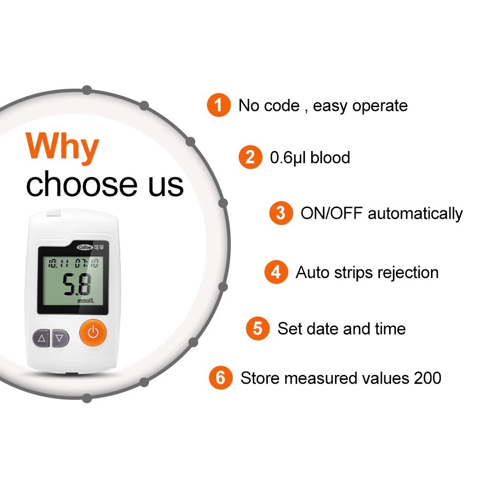 Online Cofoe Yili Blut Glucose Meter Glucometer Medizinische Diabetes Maschine Blut Zucker Monitor mit 50 100 stücke teststreifen und Lanzetten