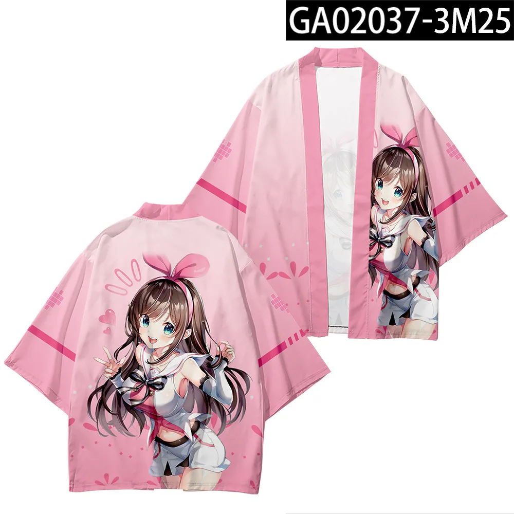 Anime Kizuna Ai Cosplay Japanese Kimono Haori Yukata Women/Men Fashion Summer Casual Cool Short Sleeve Streetwear Shirt