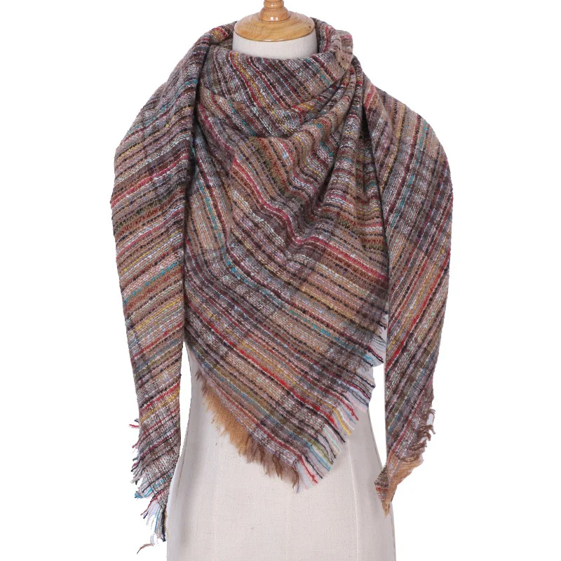 2019 new designer brand women cashmere scarf triangle winter scarves lady shawls and wraps knit blanket neck striped foulard (17)