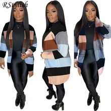 

RStylish 2022 Spring Women Streetwear Sweater Striped Color Block Loose Cardigan Long Sleeve Casual Knit Coat